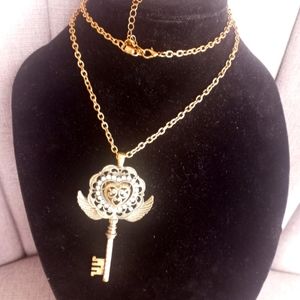 Skeleton Key Heart Necklace